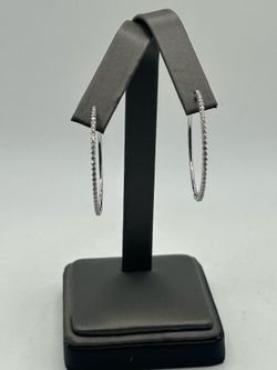 14k white gold and diamond hoop earrings