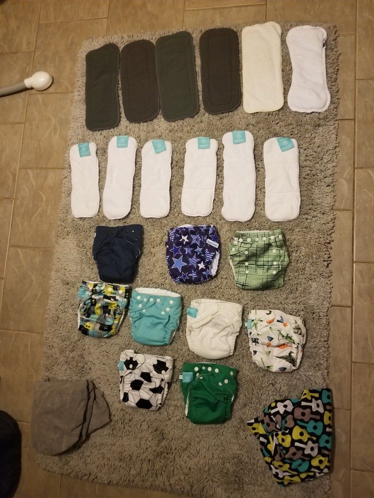 Assorted Cloth Diapers, Including Charlie Banana