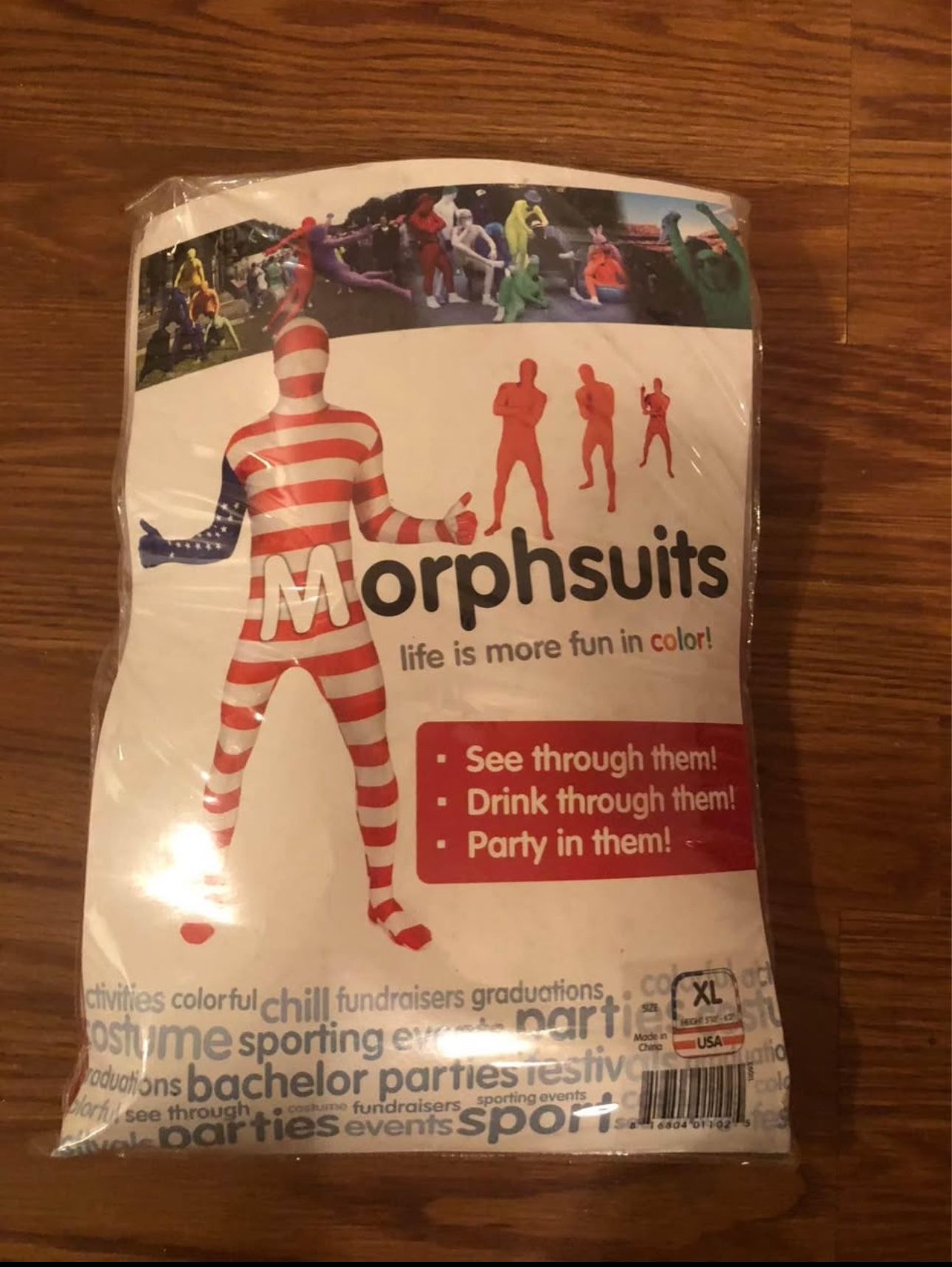 USA morph suit halloween costume size XL