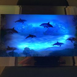 Dolphins Mirrored Dolphins With 3D Movement And Ocean Sound 10”x12”
