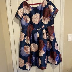 Navy Blue Floral Dress