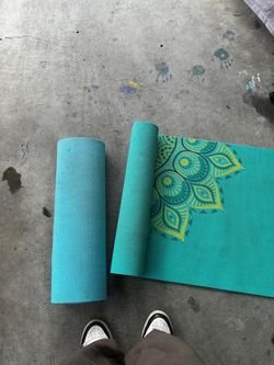 Teal Yoga Mat with Mandala Print