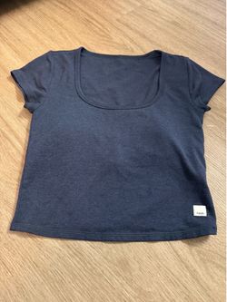 Vuori Heather Blue Scoop Neck Crop Top Size Small