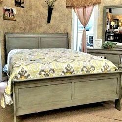 ❗Luis Philip Gray Sleigh Bedroom Set/Bed, Dresser, Nighstand 