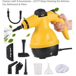Handheld Steam Cleaner - 1050W Portable Pressurized Steam Cleaner with 9 Accessories - 221°F Deep Cleaning for Kitchen, Car, Bathroom & More