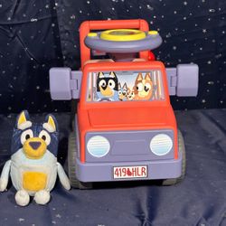 Bluey Ride-On Car Toy with Plush