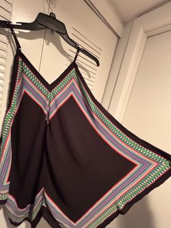 Black Boho Spaghetti Strap Mini Dress XXL