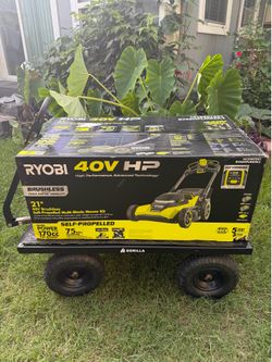 RYOBI 40V HP Brushless 21 in.Cordless Walk Behind Multi-Blade Self-Propelled Lawn Mower w/ (2) 6.0Ah Batteries and Charger