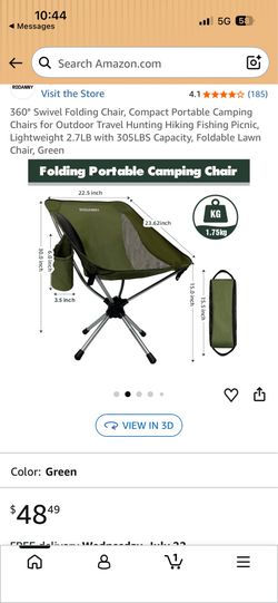 360° Swivel Folding Chair, Compact Portable Camping Chairs for Outdoor Travel Hunting Hiking Fishing