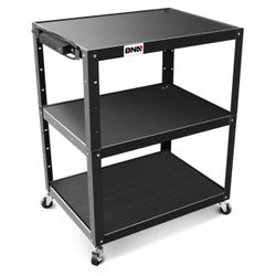 Height Adjustable 3 shelves AV moving Cart USB 35" x 25" x 42" Rolling Power Strip Locking wheels