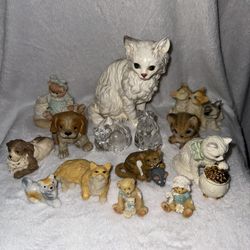 Vintage Cat & Dog Figurines - Lenox, Lefton, Enesco, Homco, Josefs 