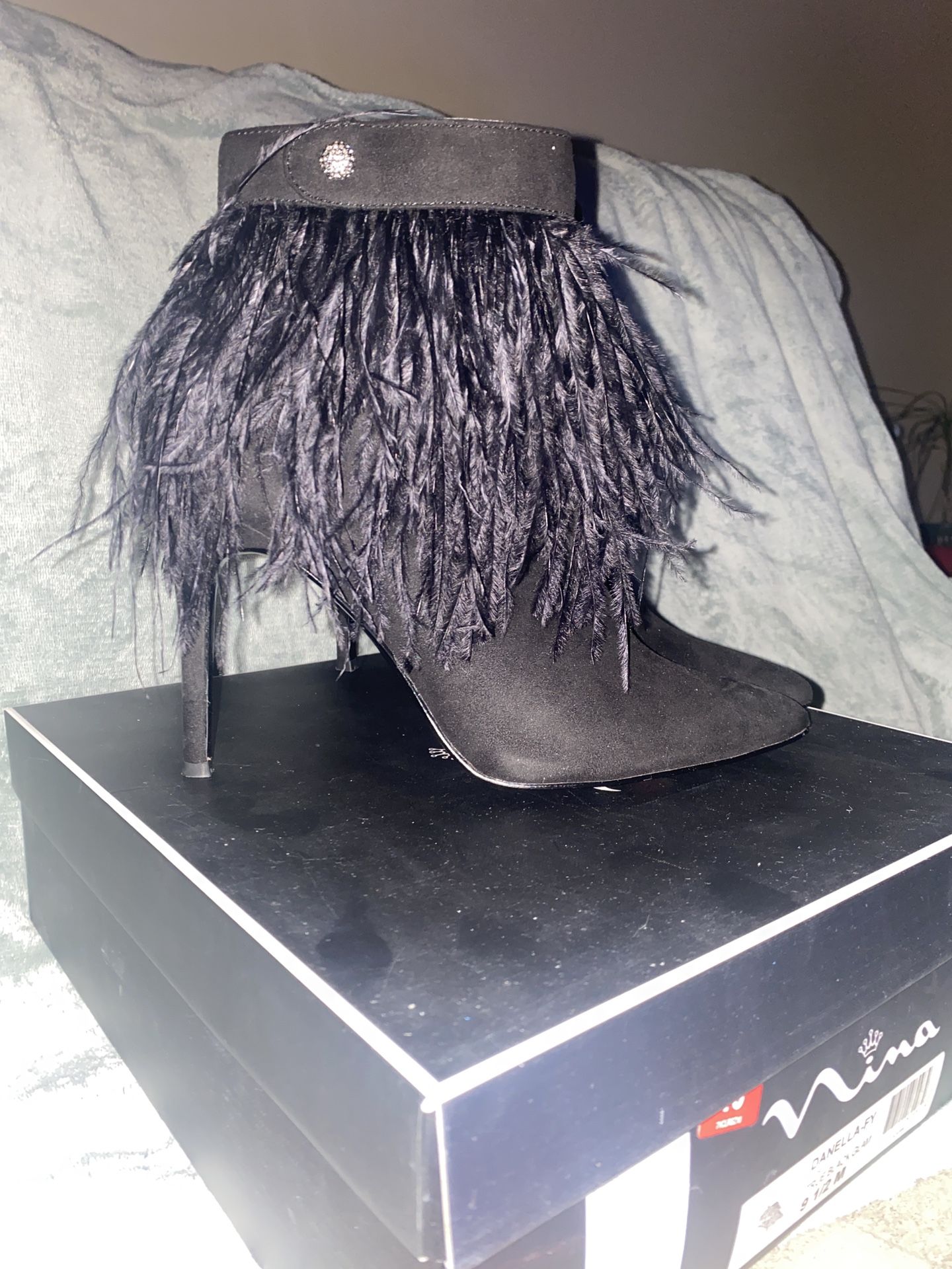 Black Feather Booties