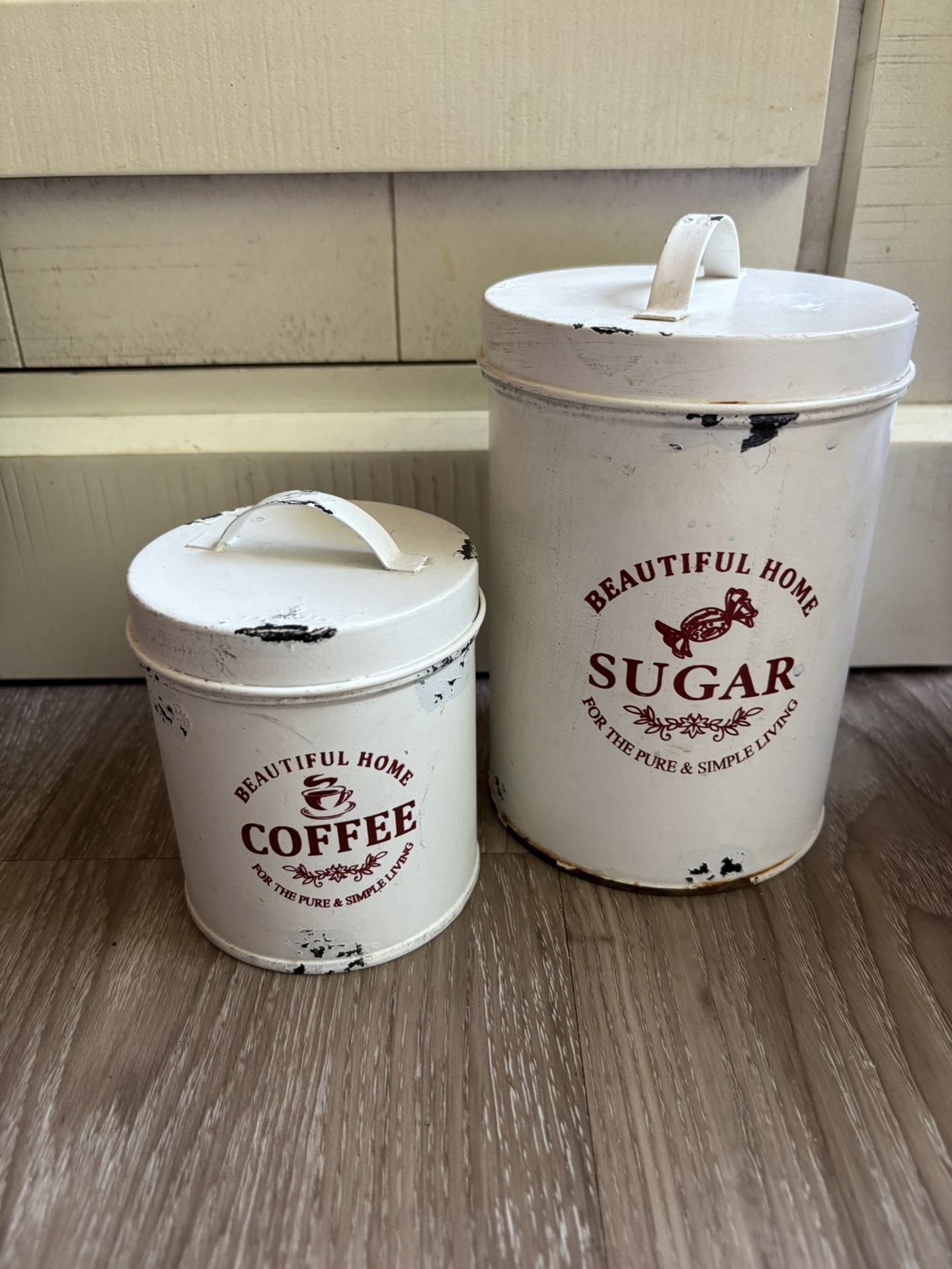 Vintage Metal Sugar And Coffee Containers