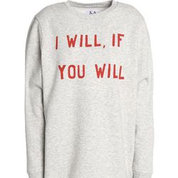 KARSSEN Zoe Karssen “I Will, If You Will” Boyfriend Oversized Grey Graphic Sweatshirt NEW