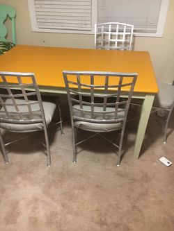Five chairs one table Metal chairs