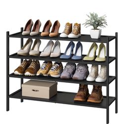 4 Tier Stackable Shoes Rack Shelves Organizer Storage Size Length 33", Width 11", height 25" New condition assembled  