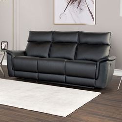Manual Recliner Brand New TransitionalBlackLeather Match, Metal, OthersFlared Padded ArmsWelt TrimFSC Certified