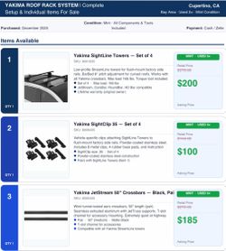 Yakima Roof Rack System (5x Bundle) - 720$