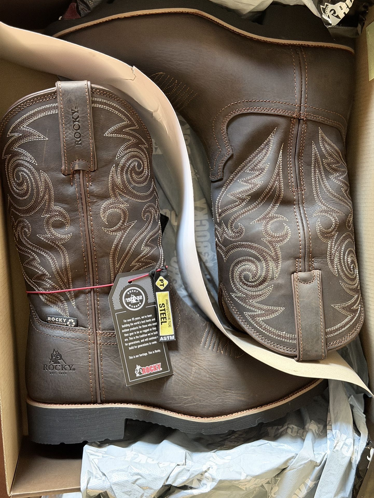 Rocky Cowboy Steel Toe Boots
