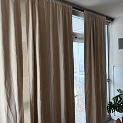 Long Blackout Beige Curtains