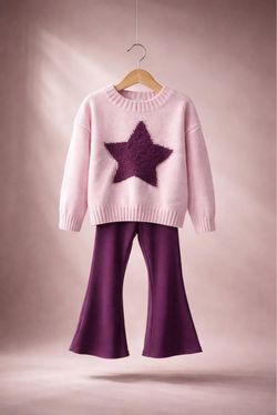 Ropa de niña de estrella morada y morado clarito