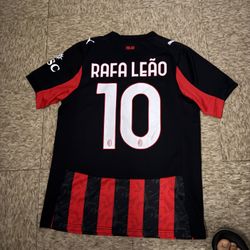 Rafael Leao 10 AC Milan 2025-26 Home Match Jersey – Black/Red