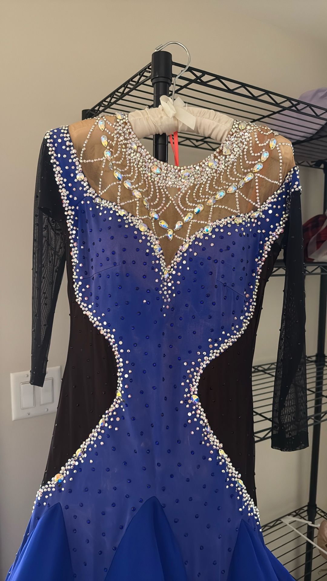 Blue Sequin Long Ballroom Dress