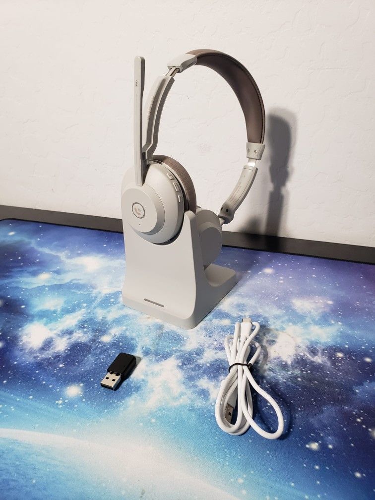 New Wireless Headset, QCC 5.2 Bluetooth Headset W/ Microphone Noise Canceling/USB Dongle, Wireless Headphones W/ CVC 8.0 Dual Mic/Charging Dock for Of