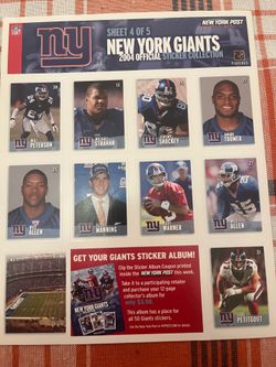 2004 New York Giants Official Sticker Sheet 4 of 5