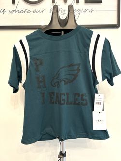 Women's Midnight Green Distressed Philadelphia Eagles Cinched Colorblock T-shirt