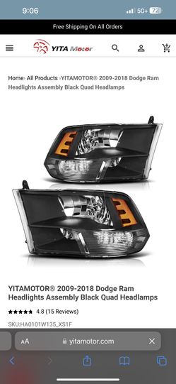 Stock Black Headlights Ram 1500 4th Gen