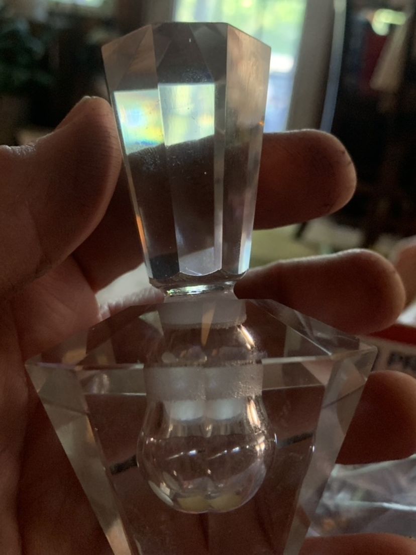 L.W. Rice Antique Cut Glass Perfume Bottle