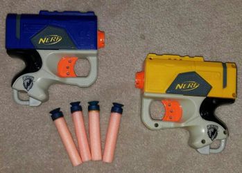 2 NERF N-Strike Single Shot Dart Guns With Darts