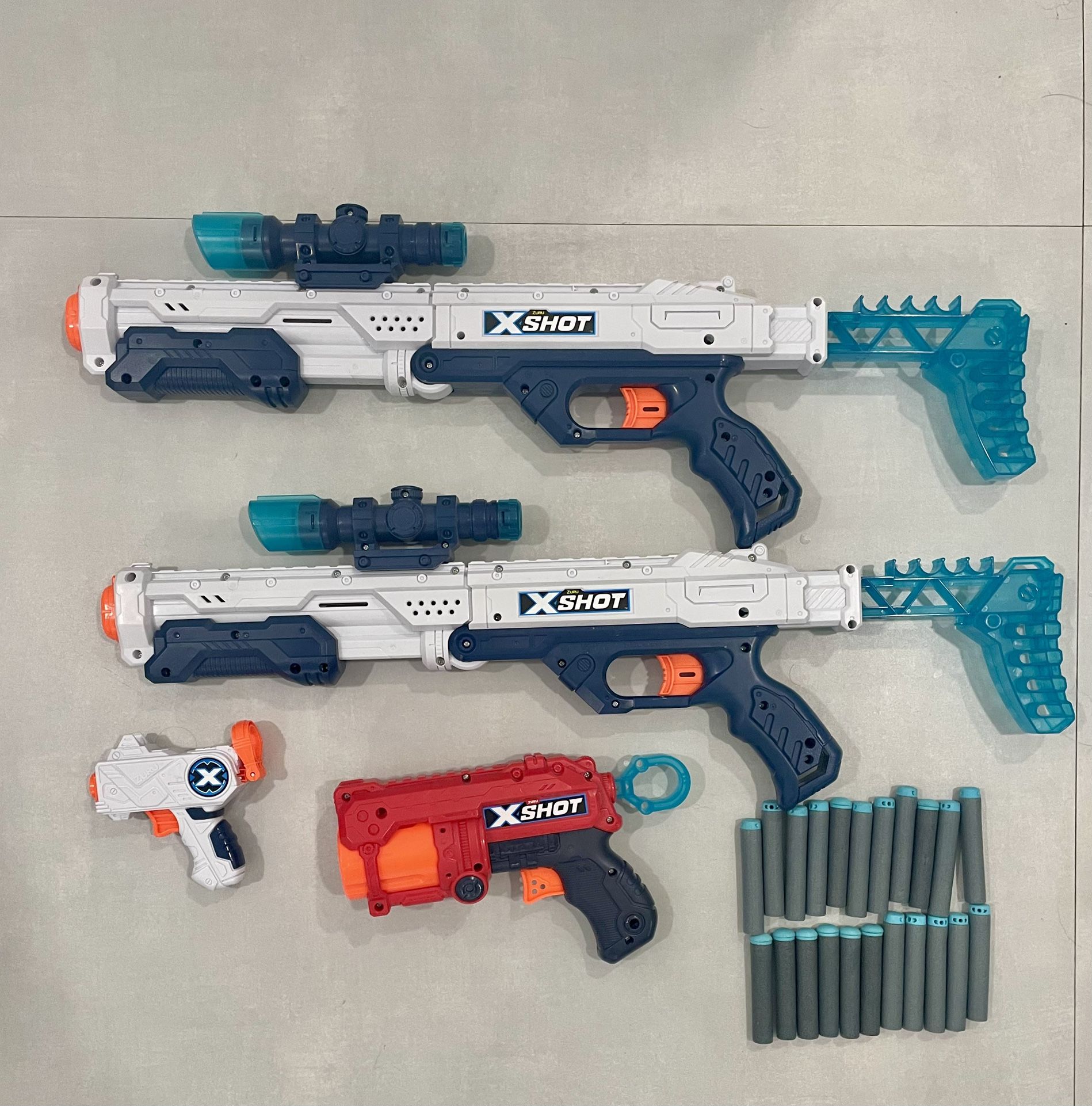 4 Xshot Nerf Guns With 20+ Foam Darts