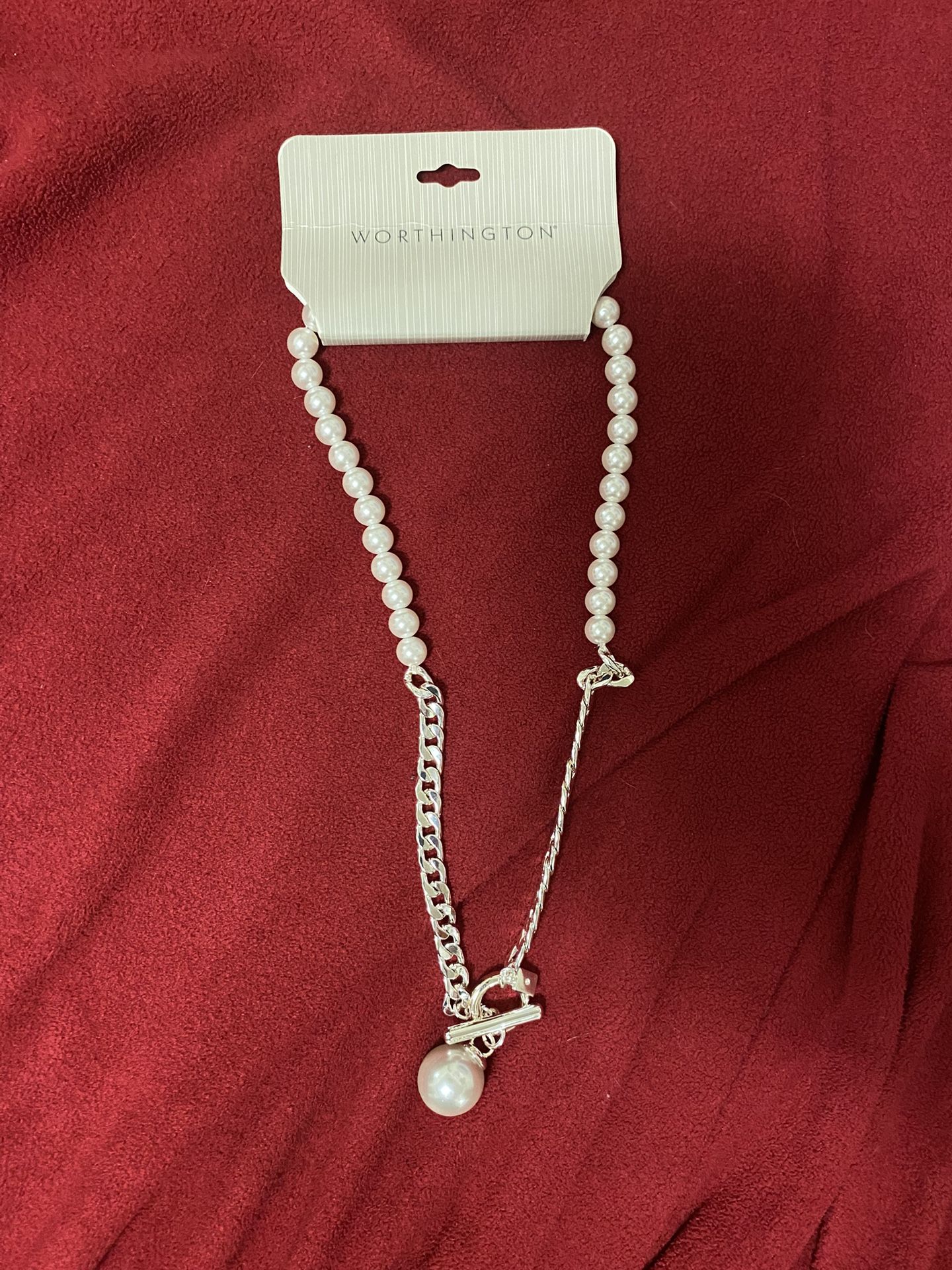 Worthington Simulated Pearl 19 Inch Curb Pendant Necklace