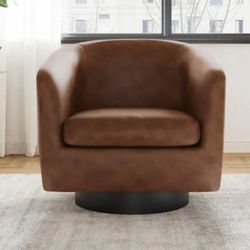 
Contemporary Coffee Faux Leather Upholstered 360° Swivel Accent Arm Chair(Set of 1)