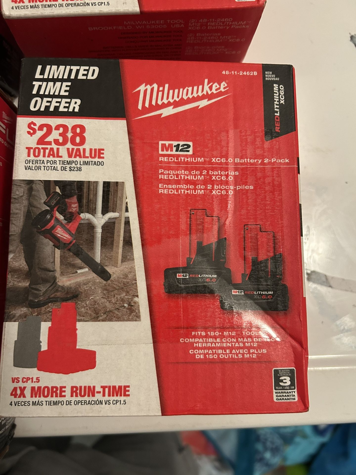Milwaukee M12 12V Lithium-Ion XC Extended Capacity Battery Pack 6. 0Ah (2-Pack