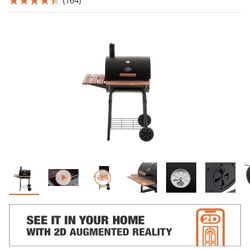 Brand new in box professional grill and smoker char Grill or brand wrangler 638 in.² cooking area heavy steel construction easy dump Ash pan with side