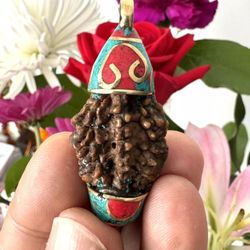 Vintage & Stunning Handmade Rudraksha Bead Pendant For Yoga, Protection & 9grams