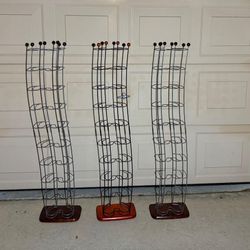 3 Vintage Wave Wood Base Wire CD Storage Tower Rack Holds 110 CDs.