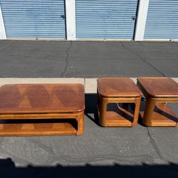 Solid Wood Living Room Coffee Table And Side Tables