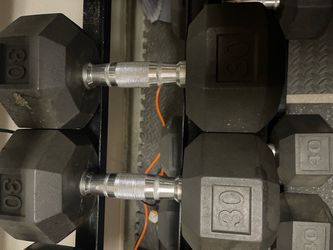30 lb Rubber Hex Dumbbells Pair