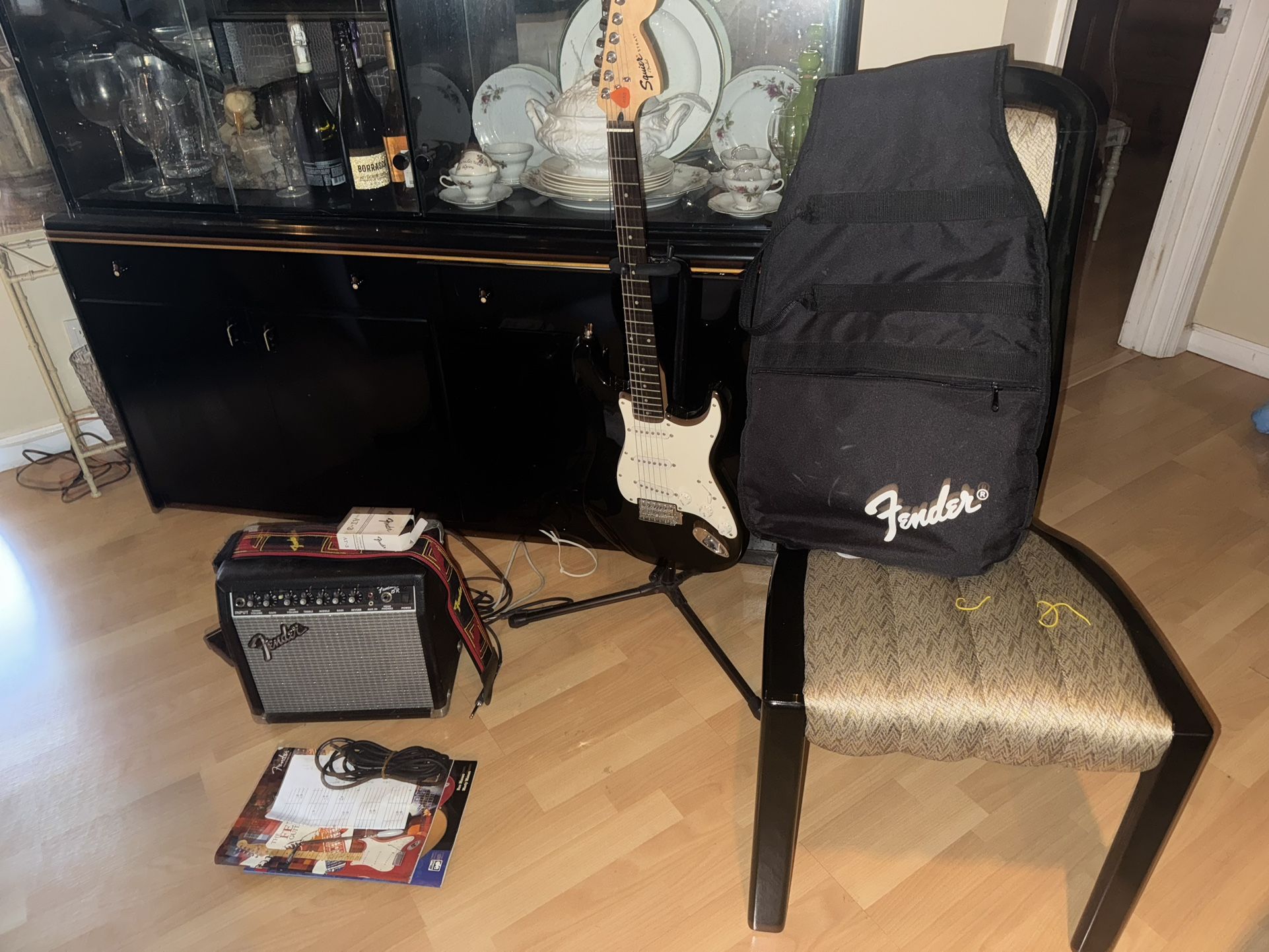 Squier Bullet Strat Guitar Bundle – Amp, Bag, Stand & Accessories – Great Starter Kit!
