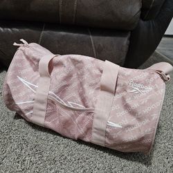 Reebok Pink Logo Print Small Duffel Gym Bag