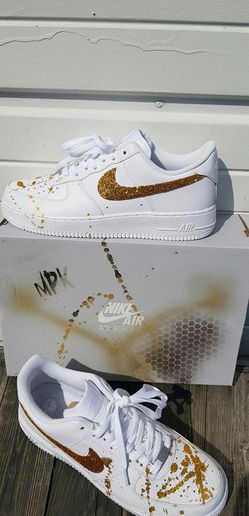 Custom Nike Air Force One Gold Check by Mr Perfek Kix mens 8 9 10 11 12  13 Fuego for Sale in Chicago, IL - OfferUp