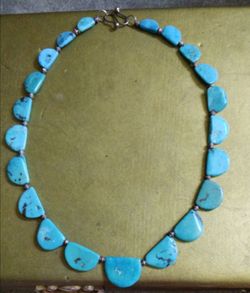 Genuine turquoise and sterling silver necklace