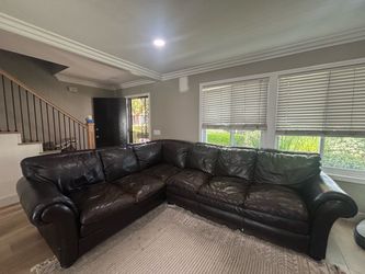 Dark Brown Leather Sectional Sofa
