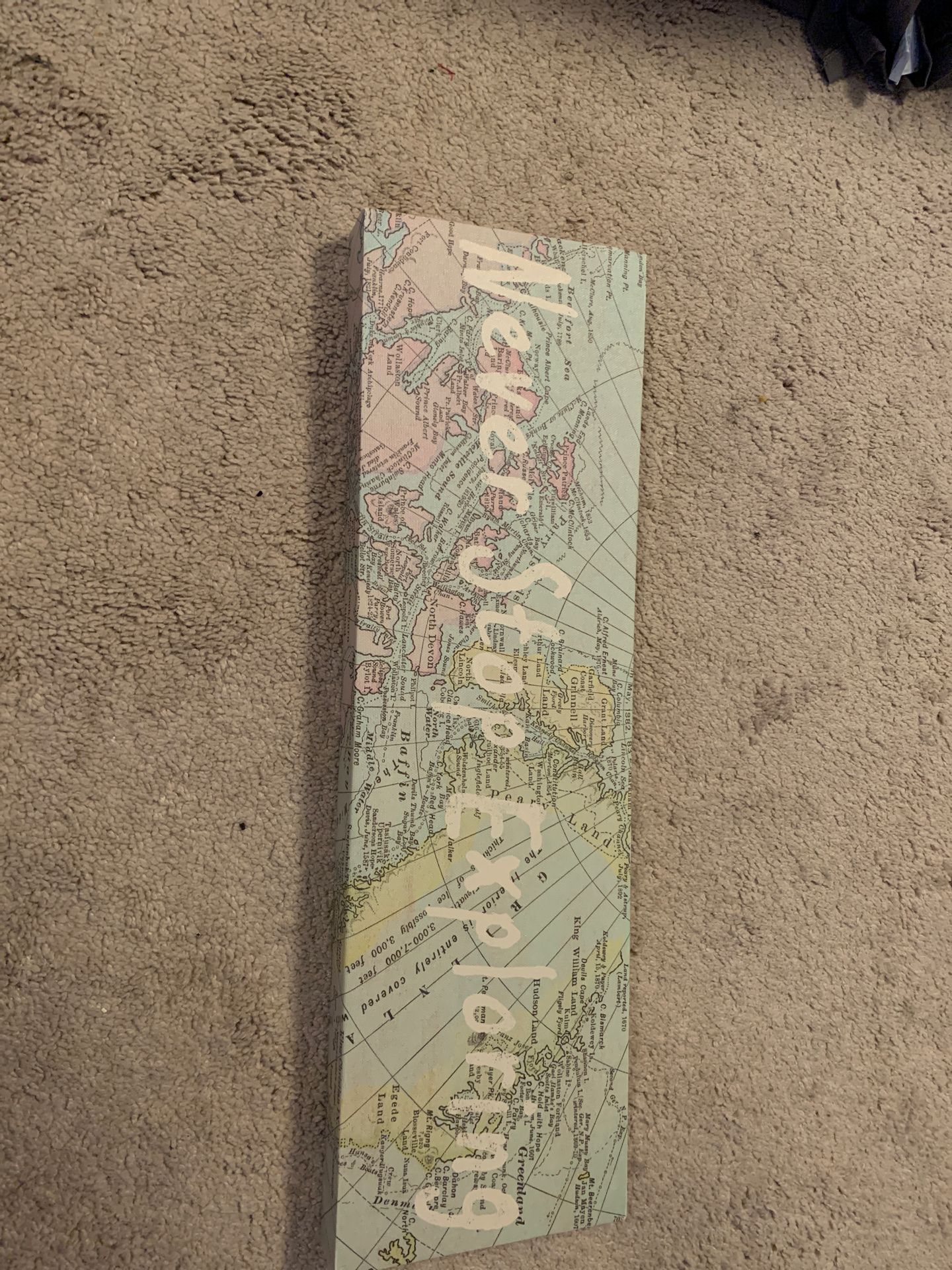 World map art print on canvas