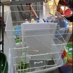 Bird cage and toys