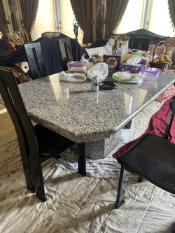 Granite Kitchen Table 67x45 Gray Speckled Dining Room Furniture